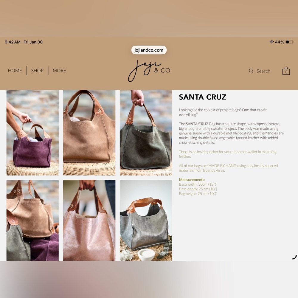 Joji & Co Santa Cruz RoseGold Metallic Suede and Brown Knitting Project Tote Bag - Picture 2 of 11